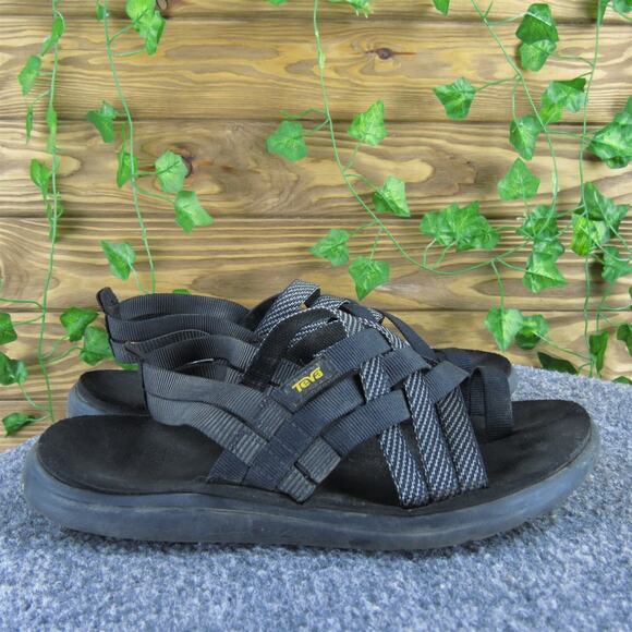 Teva Women's Strappy‎ Black Synthetic Sz 7 Medium Used 2025 - Picture 3 of 6
